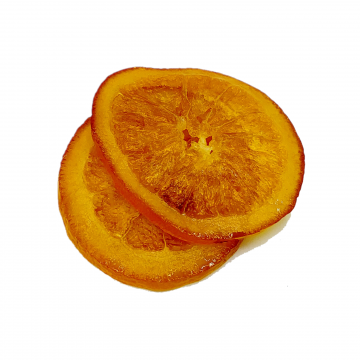 Naranja confitada en discos