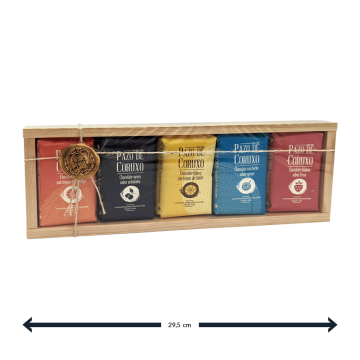 medidas del pack 5 chocolates de Pazo do Coruxo